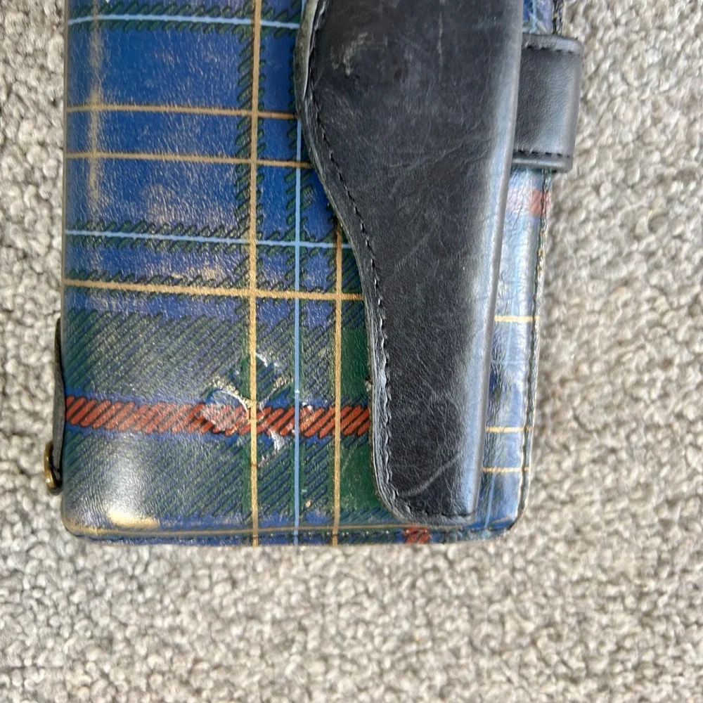 Patricia Nash Plaid Wallet Womens linnet leather Blue Green Tartan Slim Clutch‎